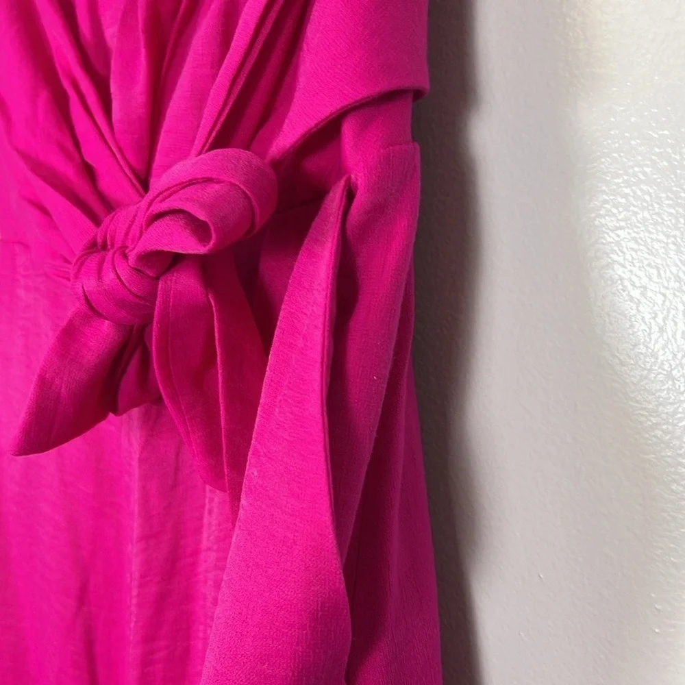 Anthropologie Galatea Strapless Tie Front Wide Leg Jumpsuit Fuchsia Pink Culotte - Picture 11 of 16